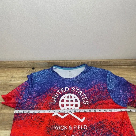 Nike Mens United States Track & Field Dri-FIT T-Shirt Red Blue FJ3411-635 Large - Picture 7 of 8